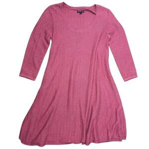 American Eagle Sweater Dress Mauve 3/4 Sleeve Pointelle Knit Mini size Medium